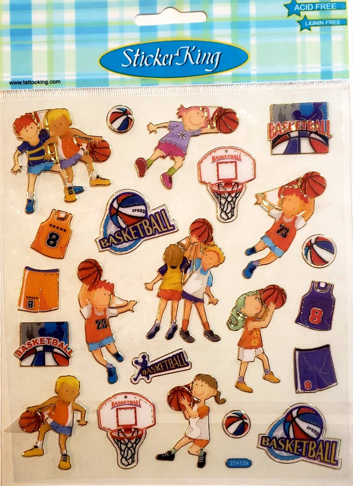Sticker king  -  clear sticker sheet - basketball