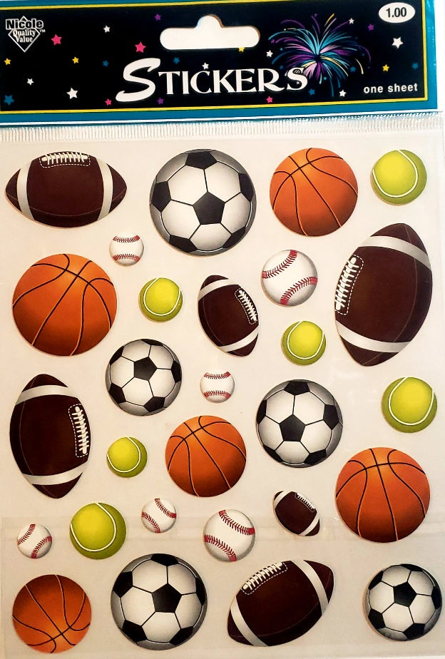 Nicole crafts -  clear sticker sheet - sports balls