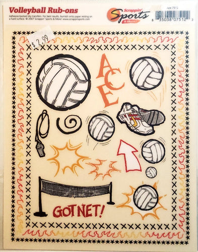 Scrappin' sports and more - rub on sheet  - ace volleyball