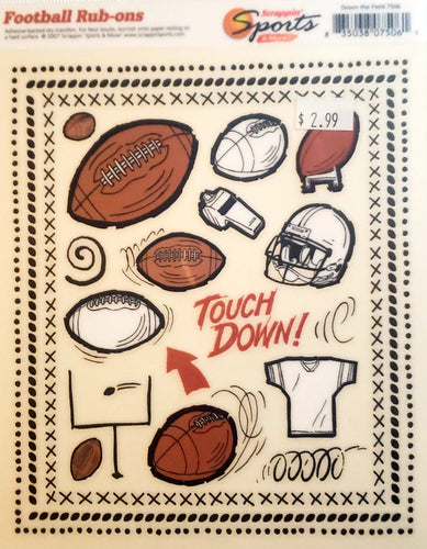Scrappin' sports and more - rub on sheet  - down the field football