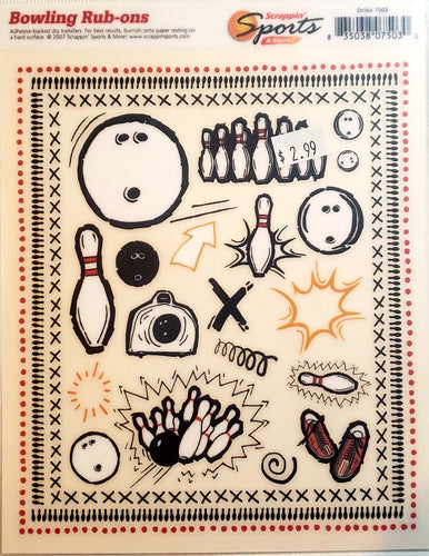 Scrappin' sports and more - rub on sheet  - strike bowling