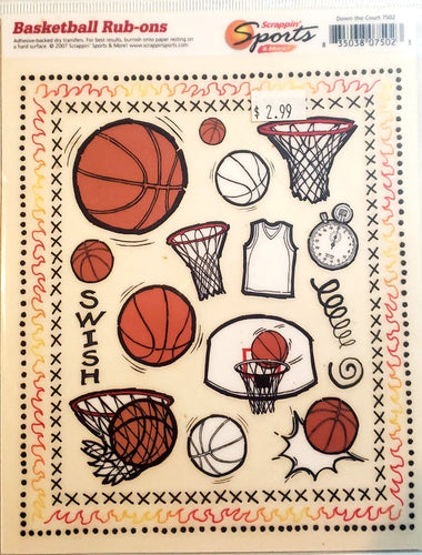 Scrappin' sports and more - rub on sheet  - down the court