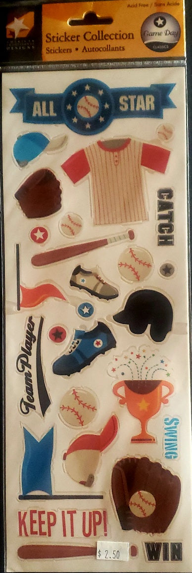 American traditional design -  stickers - game day baseball