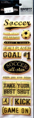 Creative Imaginations -  dimensional epoxy stickers - soccer