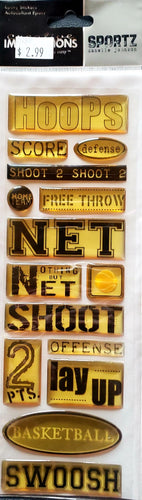 Creative Imaginations -  dimensional epoxy stickers - basketball