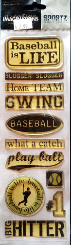 Creative Imaginations -  dimensional epoxy stickers - baseball is life