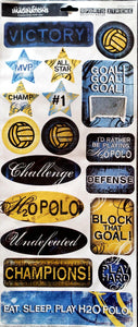 Creative Imaginations -  flat stickers - H2O water polo words