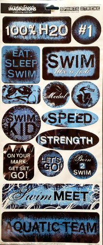 Creative Imaginations -  flat stickers - swim team words