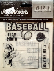 Creative Imaginations - rub ons pack - baseball