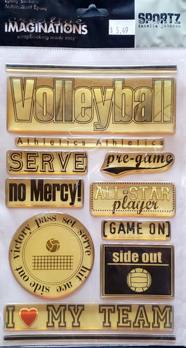 Creative Imaginations -  dimensional epoxy stickers - volleyball