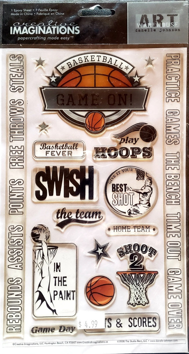 Creative Imaginations -  dimensional epoxy stickers - basketball