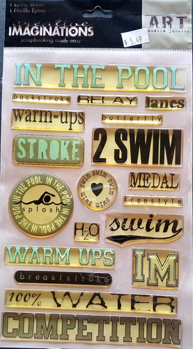 Creative Imaginations -  dimensional epoxy stickers - swimming