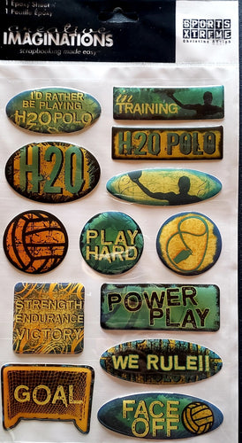 Creative Imaginations -  dimensional epoxy stickers - H2O water polo