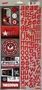 Moxxie - cardstock sticker sheet - wrestling alpha alphabet