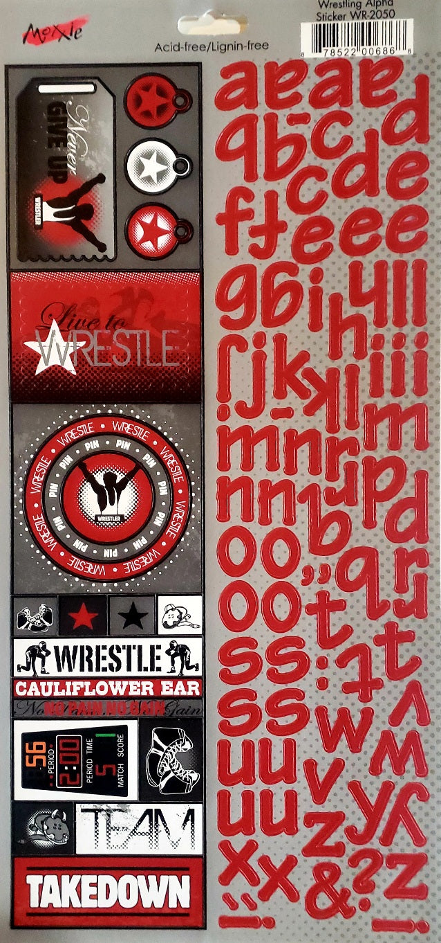 Moxxie - cardstock sticker sheet - wrestling alpha alphabet