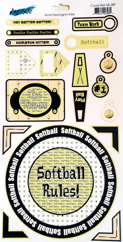 Moxxie - cardstock sticker sheet - softball curve ball