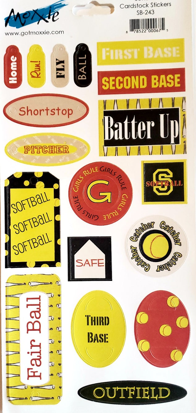 Moxxie - cardstock sticker sheet - softball