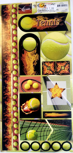 Scrappin' sports - cardstock stickers - sports on fire - tennis