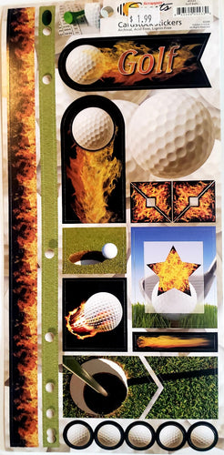Scrappin' sports - cardstock stickers - sports on fire - golf