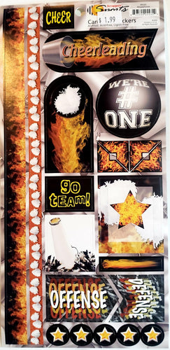 Scrappin' sports - cardstock stickers - sports on fire - cheerleading