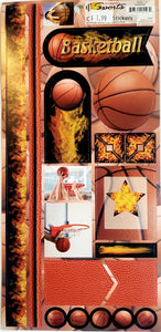 Scrappin' sports - cardstock stickers - sports on fire - basketball