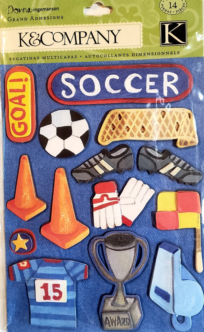 K and company - dimensional stickers  - soccer grand adhesions