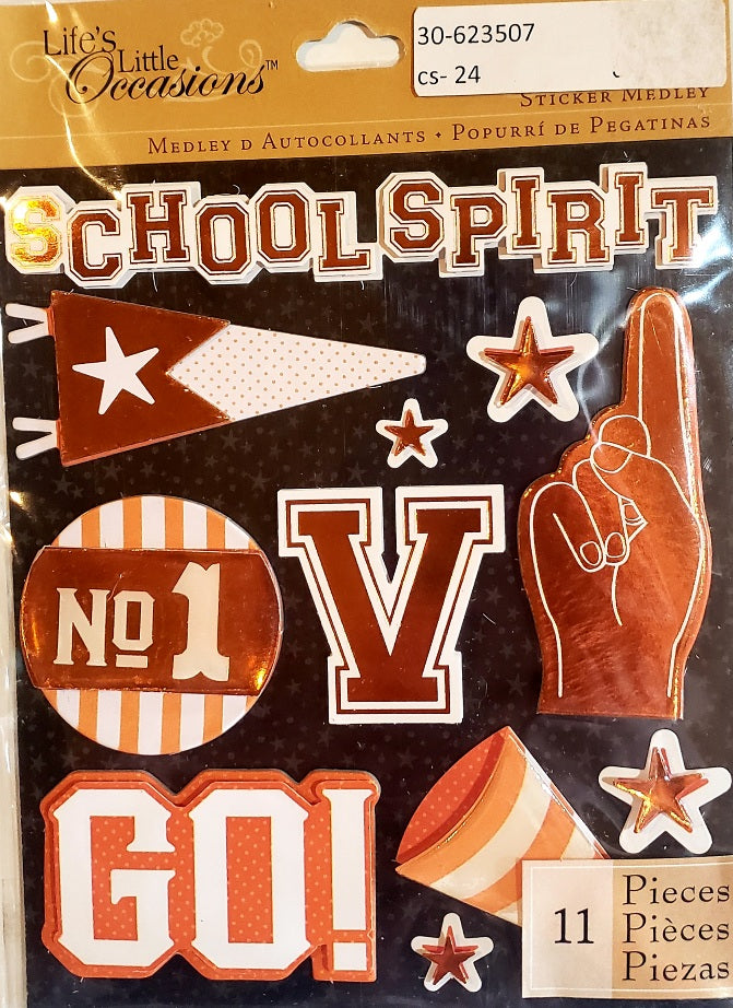 K and company - lifes little occasions dimensional stickers  - school spirit orange