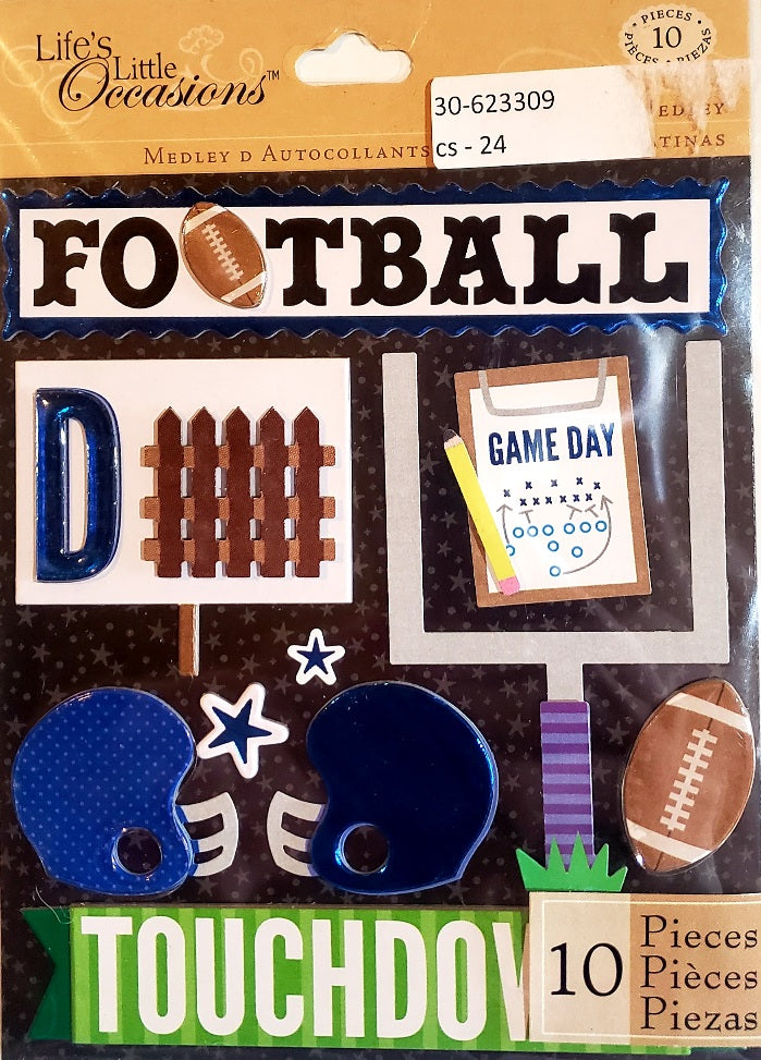 K and company - lifes little occasions dimensional stickers  - football blue