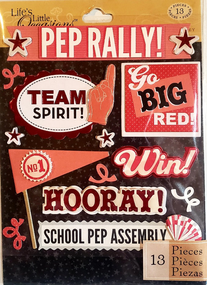 K and company - lifes little occasions dimensional stickers  - pep rally red