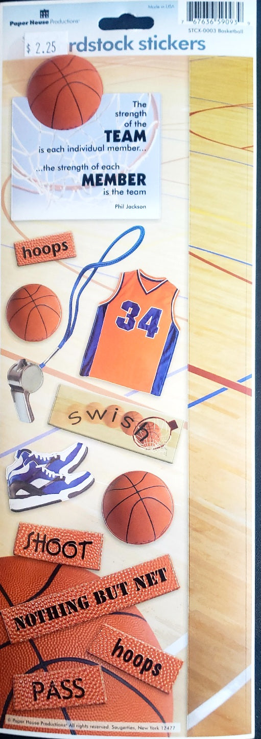 Paper house - cardstock sticker sheet - basketball