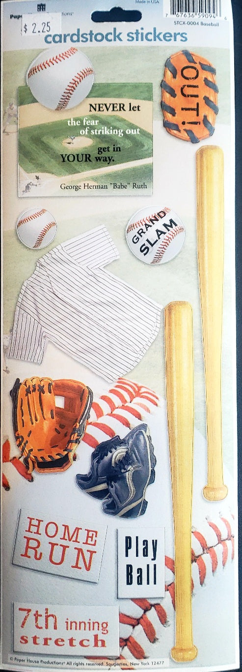 Paper house - cardstock sticker sheet - baseball