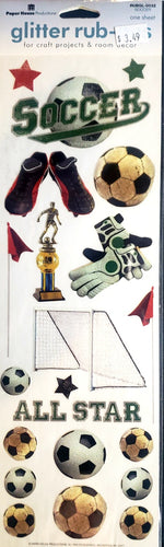 Paper house - glitter rub ons sheet - soccer