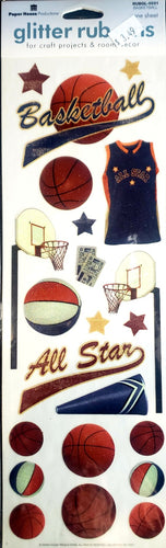 Paper house - glitter rub ons sheet - basketball