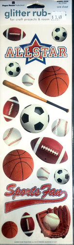 Paper house - glitter rub ons sheet - all star sports
