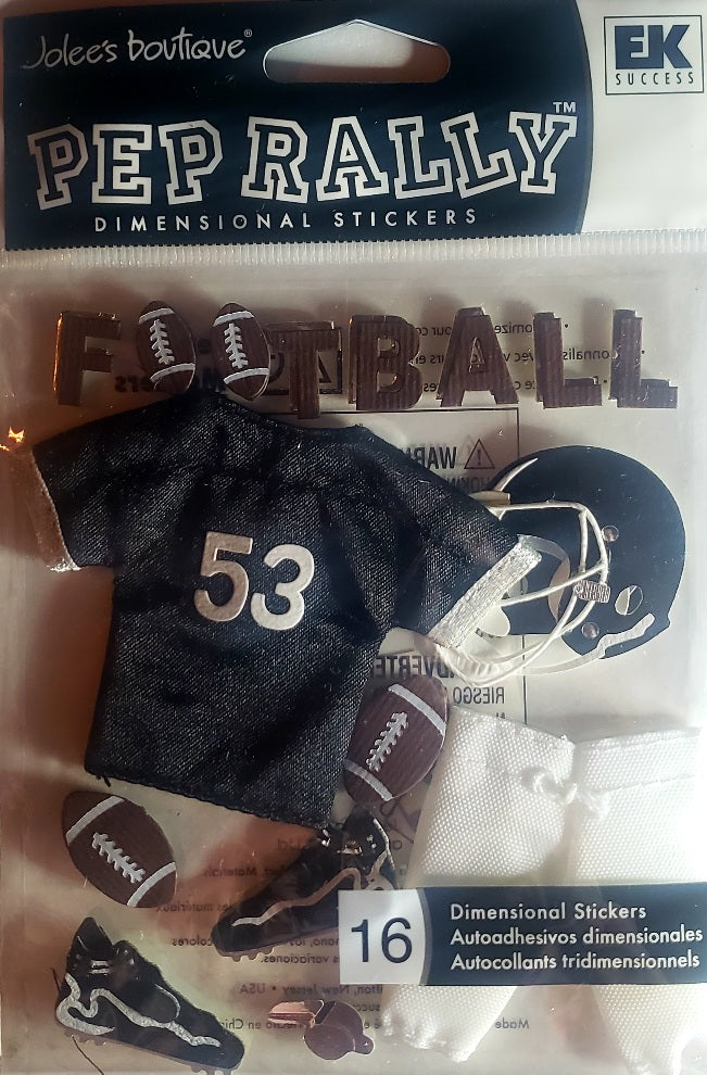 Jolee's Boutique Dimensional Sticker -  pep rally black football