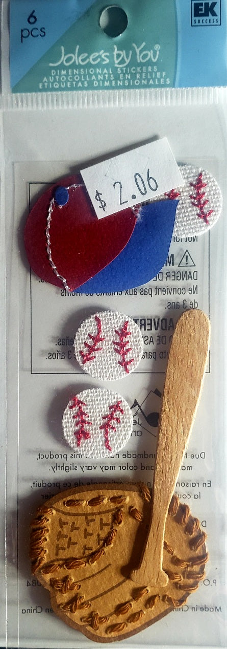 Jolee's Boutique Dimensional Sticker  - tall small pack baseball