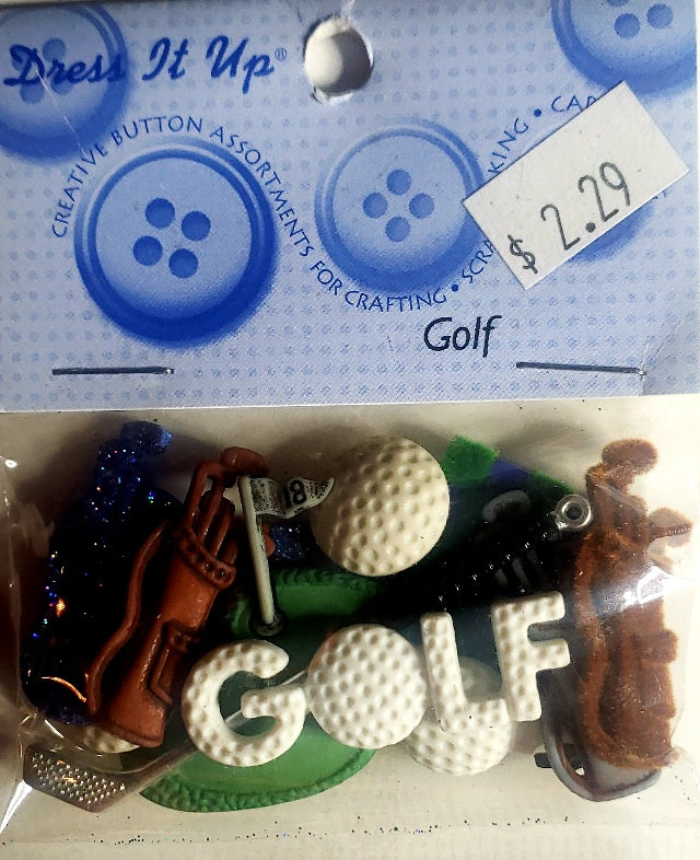 Dress it up - buttons and flatback - golf