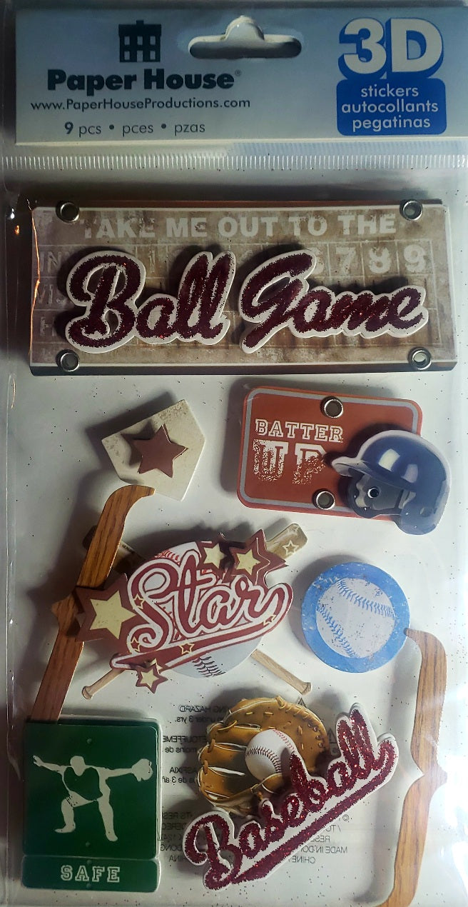 Paper house - dimensional sticker sheet - baseball