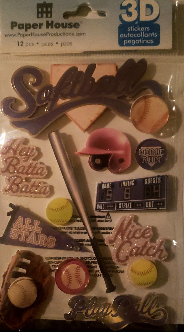Paper house - dimensional sticker sheet - softball