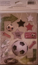 Load image into Gallery viewer, Paper house - dimensional sticker sheet - chipboard soccer