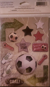 Paper house - dimensional sticker sheet - chipboard soccer