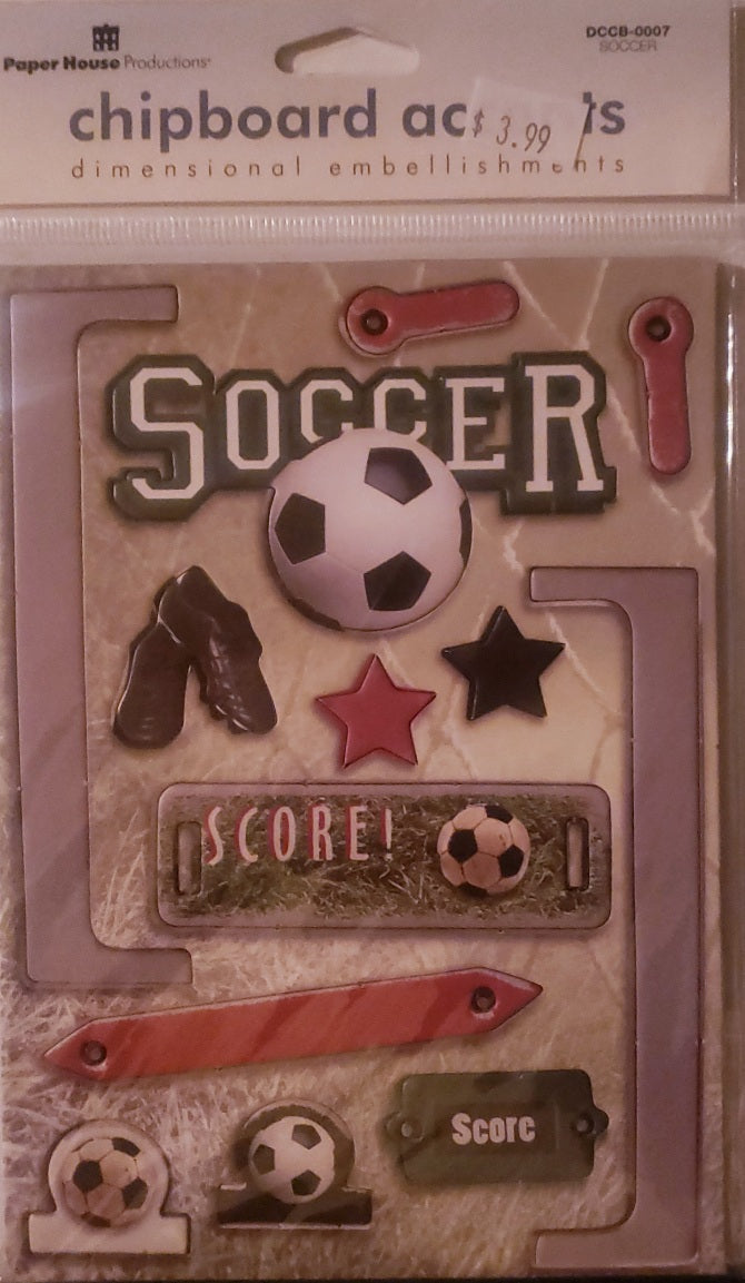 Paper house - dimensional sticker sheet - chipboard soccer