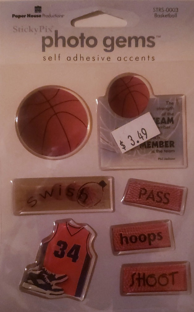 Paper house - photo gems epoxy sticker sheet - basketball