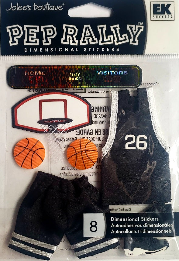 Jolee's Boutique Dimensional Sticker -  basketball outfit black pep rally