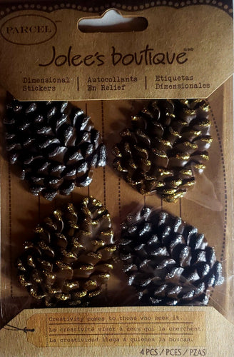 Jolee's Boutique Dimensional Sticker -  parcel glittered edge pine cones