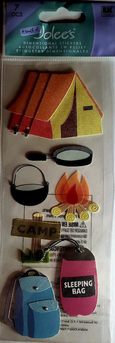 Jolee's Boutique Dimensional Sticker - camping 2 tall long pack