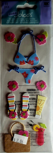 Jolee's Boutique Dimensional Sticker - tropical bikini tall long pack