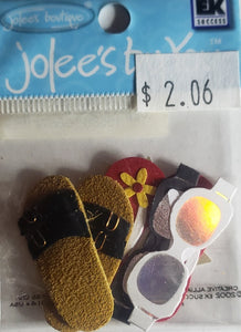 Jolee's Boutique Dimensional Sticker -  beach accessories flip flops sunglasses x small pack