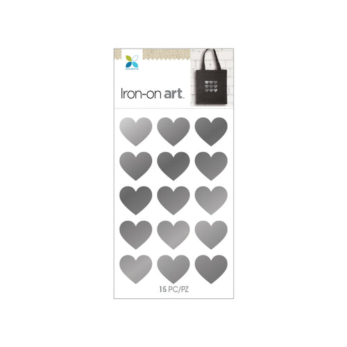 Momenta small 4color Iron-on Art for fabric - Mini foil Silver hearts