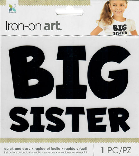 Momenta 4color kids Iron-on Art for fabric - Black Big Sister words